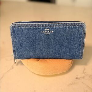 Coach Blue Denim Zip Wallet